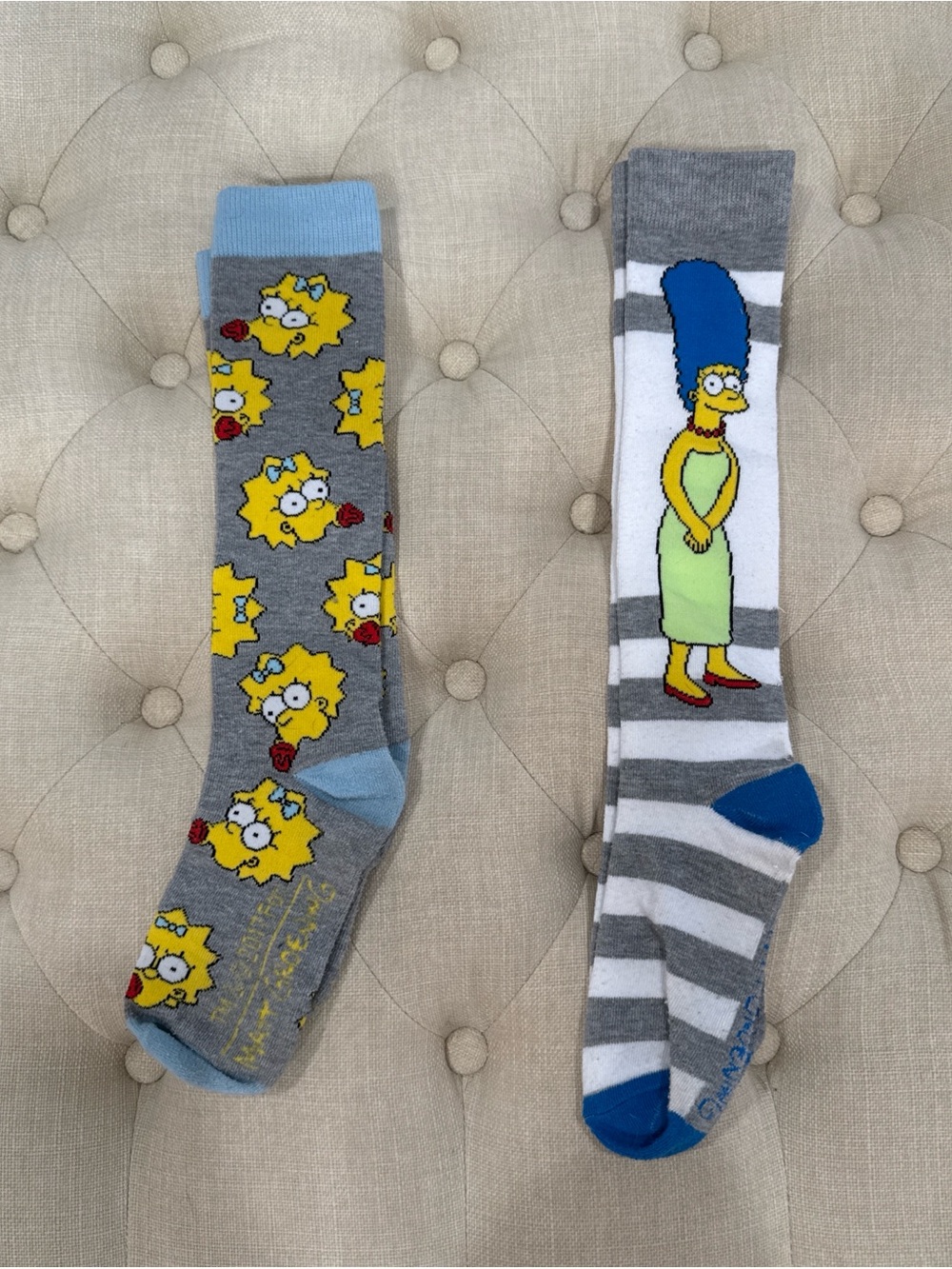 Maggie & Marge Graphic Crew Socks - Gray
